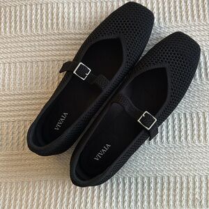 Black Mesh Mary Jane Flats. Never worn.